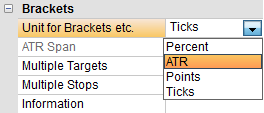 NanoTrader units for automated stop orders: ticks, points, ATR and percentage.