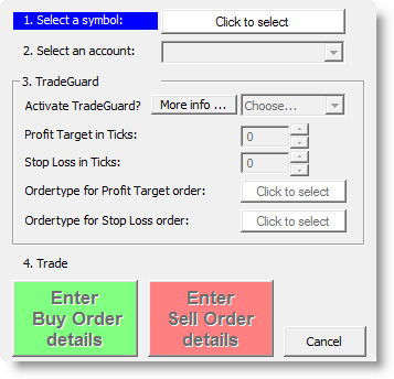 Order ticket in the trading platform